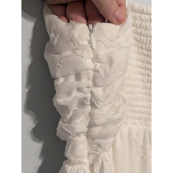 Lulus Womens Med Sleeveless Midi White Floral A-line Wedding Party Summer Dress - Picture 12 of 14